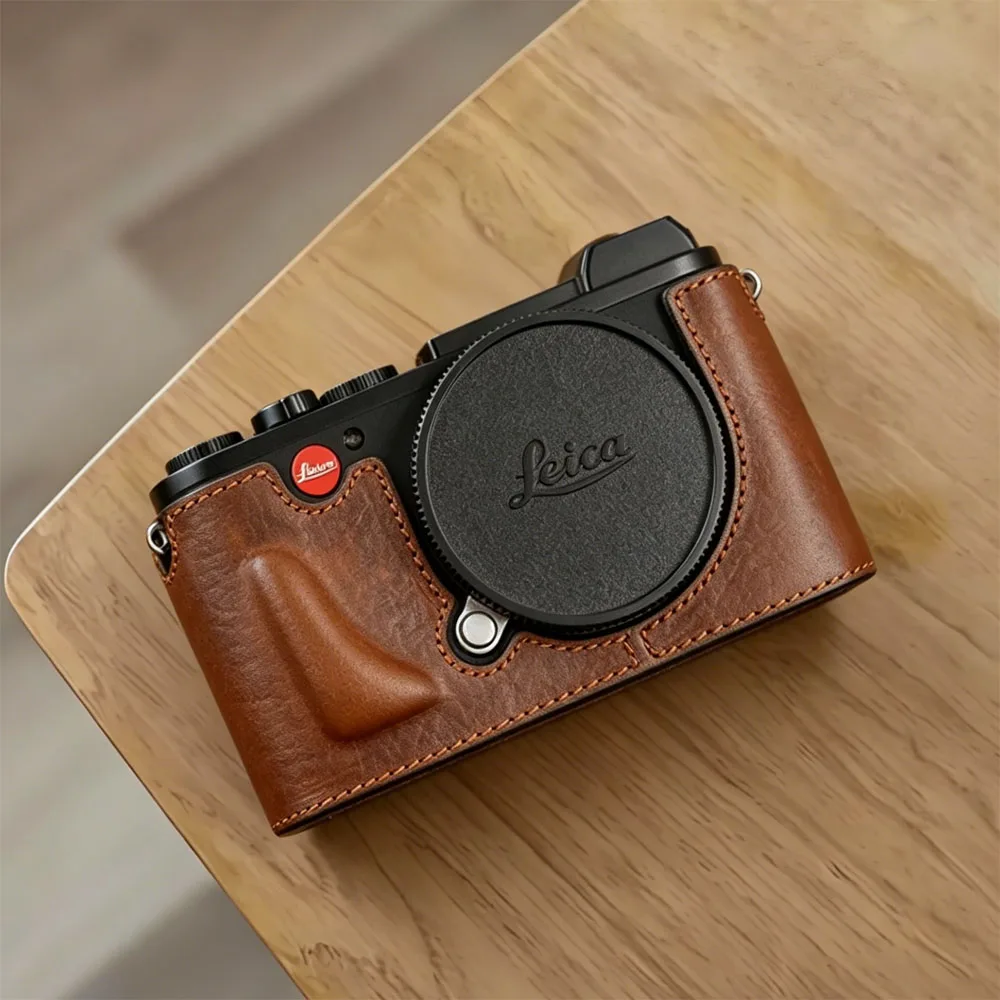 Genuine Cowbile Leather Camera Case Bag Handmade Half Body Bottom Cover For Leica CL