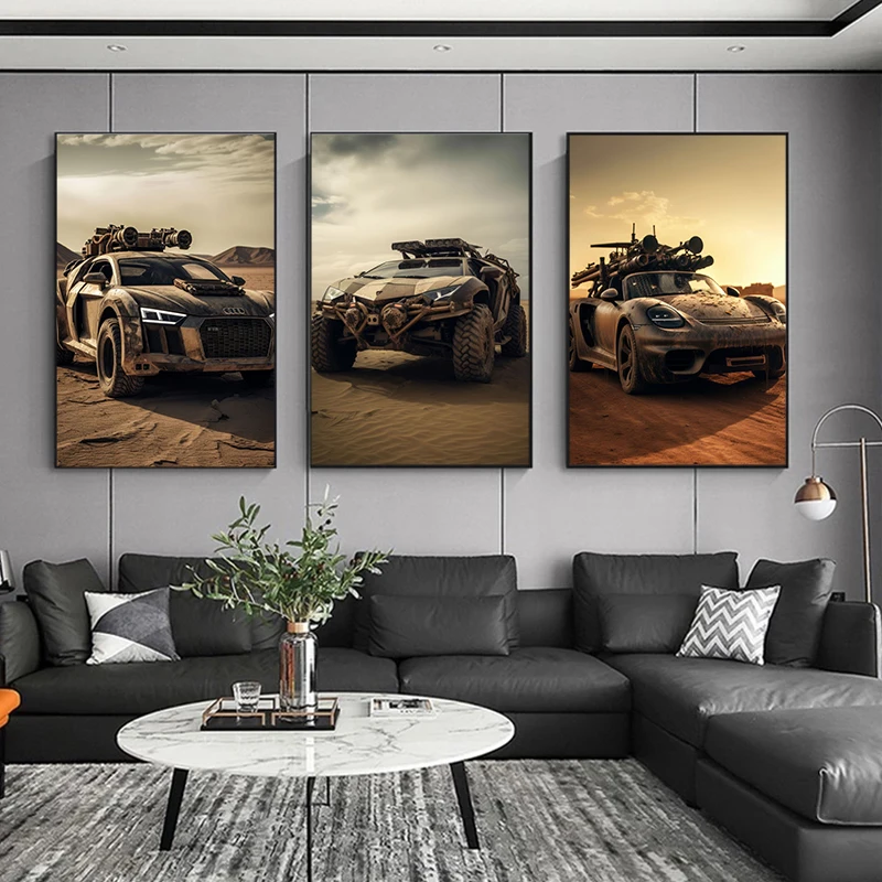 Handsome Modifying Car Canvas Poster Dune Buggy Race Car Wall Art Picture for Living Room Boy Bedroom Bar Club Modern Home Decor