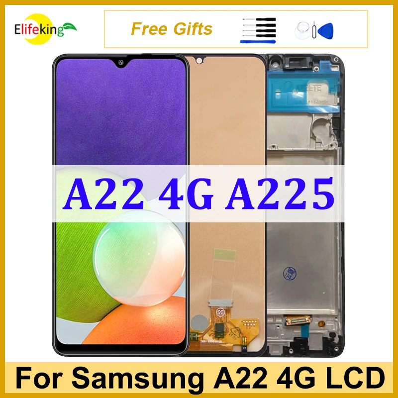 6.4'' LCD For Samsung Galaxy A22 4G A225 Display Touch Screen SM-A225F SM-A225F/DS Digitizer Assembly Replace Parts With Frame