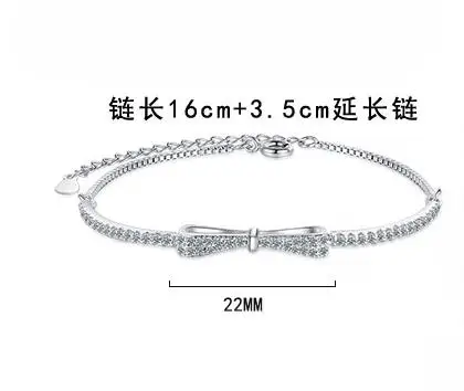 Hot Sale 925 Sterling Silver AAAAA Zircon Bow Bracelet Luxury Adjustable Tennis Bracelet For Mother To Girlfriend Jewelry Gift