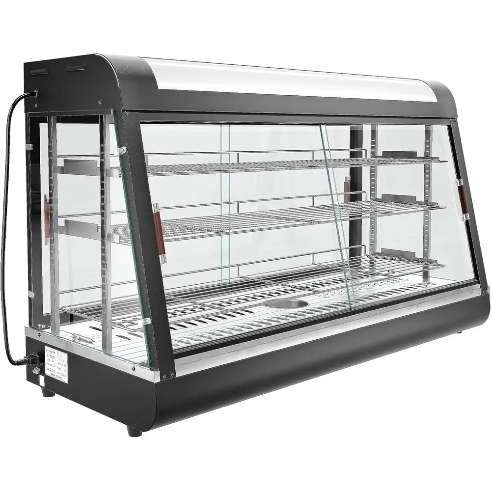 

48 3-Tier Commercial Food Warmer, Glass Display Case with LED Lights, Ideal for Pastry & Buffet Restaurants