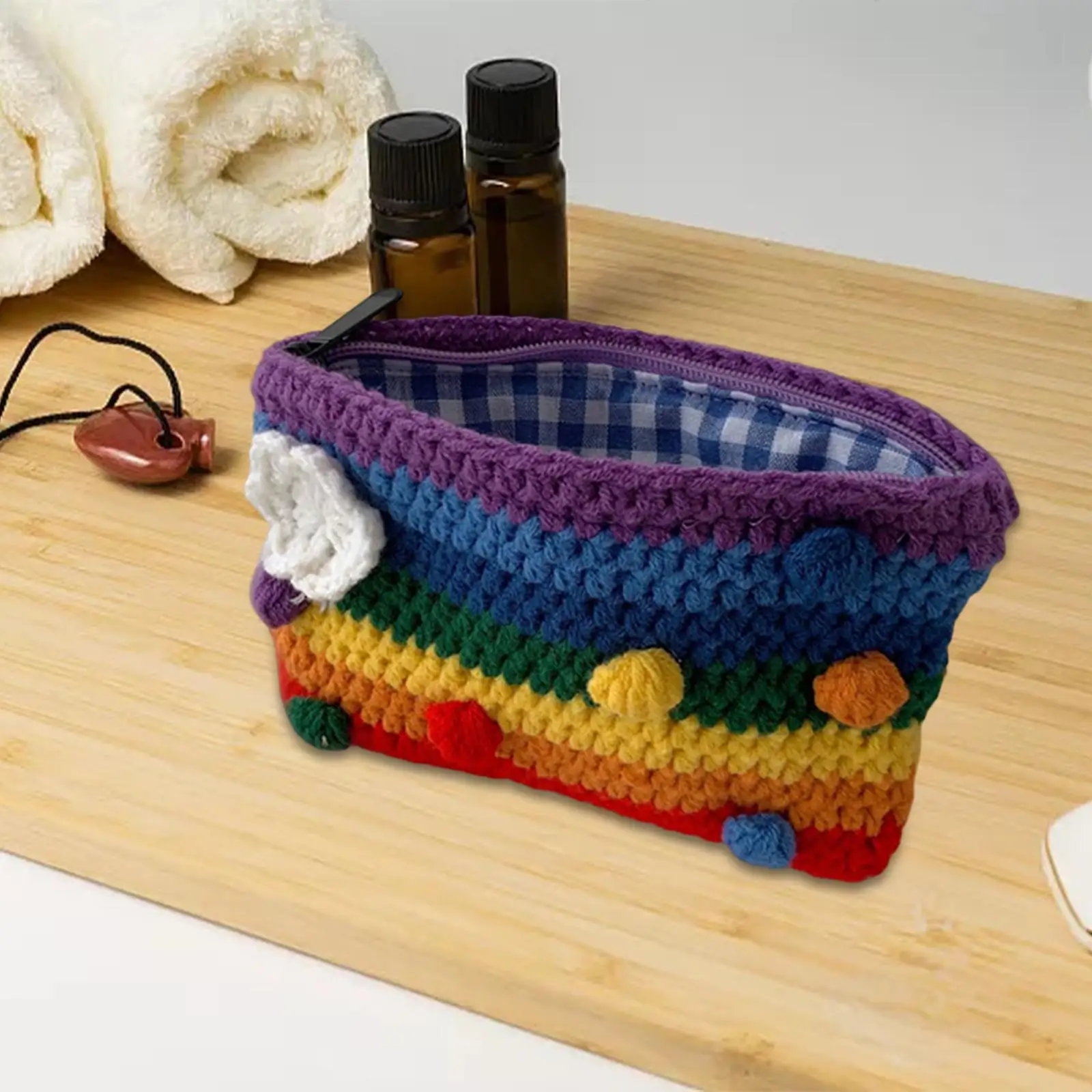 Rainbow Wallet Change Purse Handbag Card Holder Handmade Clutch Pouch Phone Pouch Small Knitted Coin Purse for Woman Gift