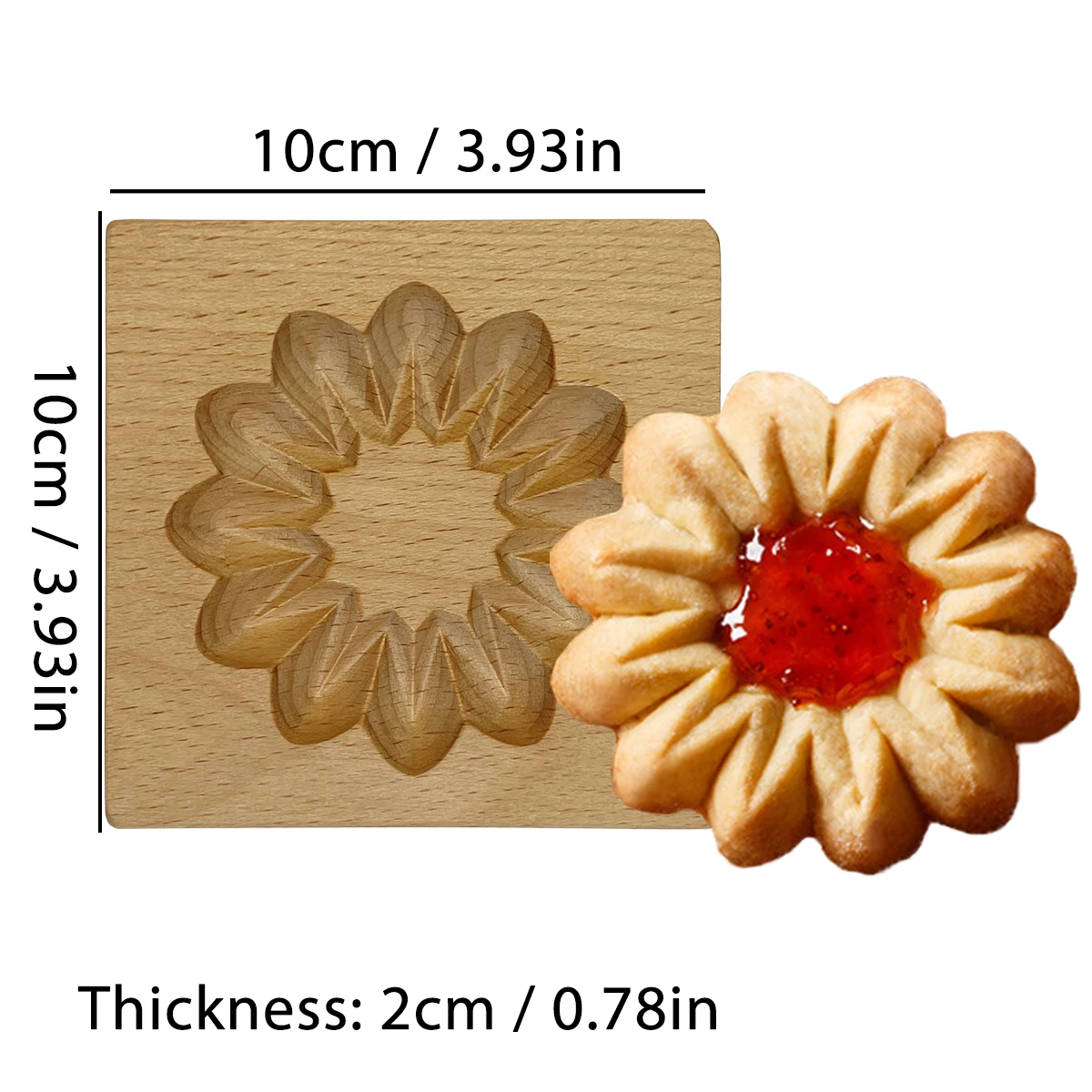 3D Wooden Cookie Cutter Moulds for DIY Baking, Engraved Embossed Biscuit Molds, for Gingerbread Fondant Christmas Gift Kitchen