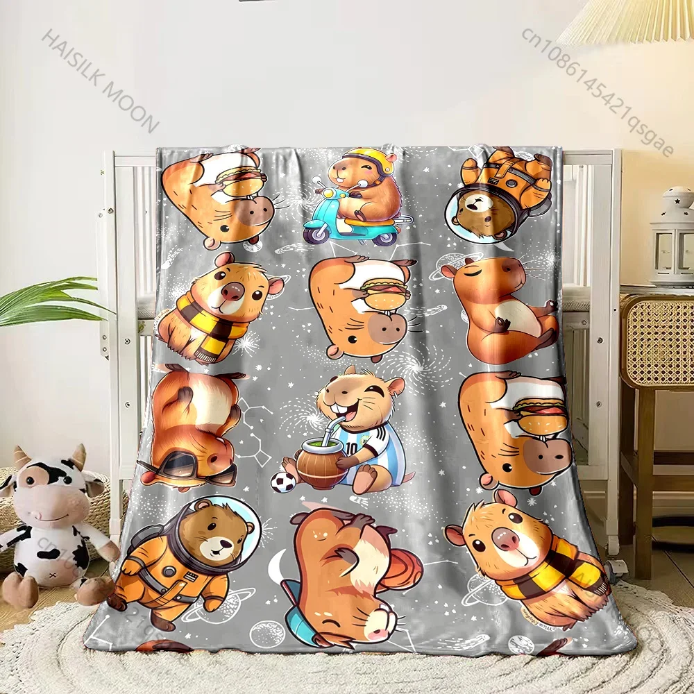 

Одеяло с принтом капибары для детей и взрослых, мягкое теплое постельное белье для кровати, дивана, уличное дорожное покрывало, роскошный подарок