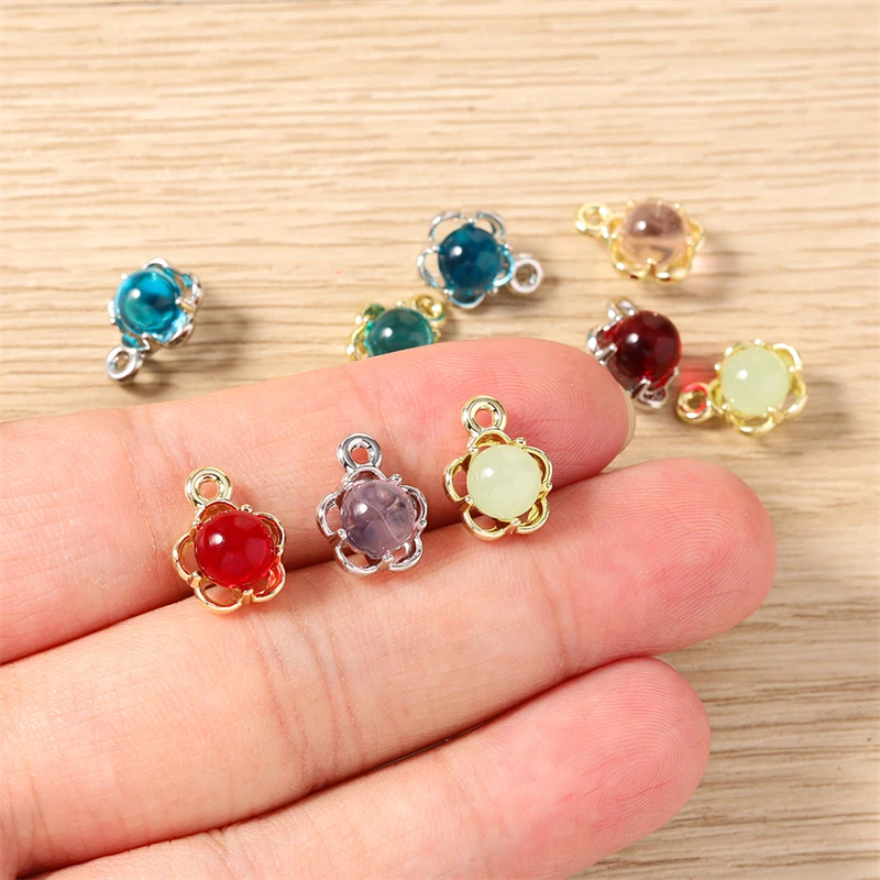 5 Stück 10x12mm Niedliche Blumen-Anhänger aus Harz und Metall zum Basteln von Ohrhängern, Halsketten, Armbändern, DIY-Handarbeiten und Schmuckzubehör – Detail 3
