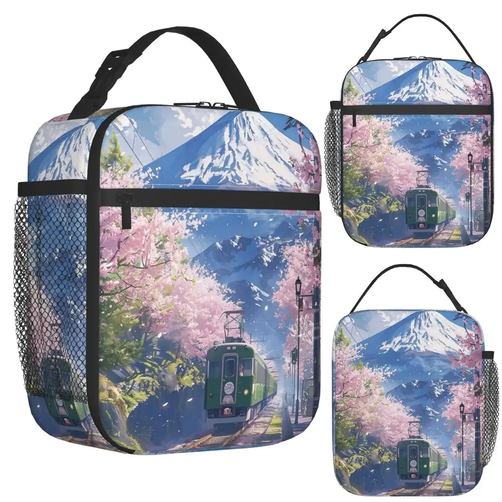 Japan Anime Green Natural Scenery Insulated Lunch Bag for Women Children Leakproof Food Boxes Thermal Lunch Box Tote