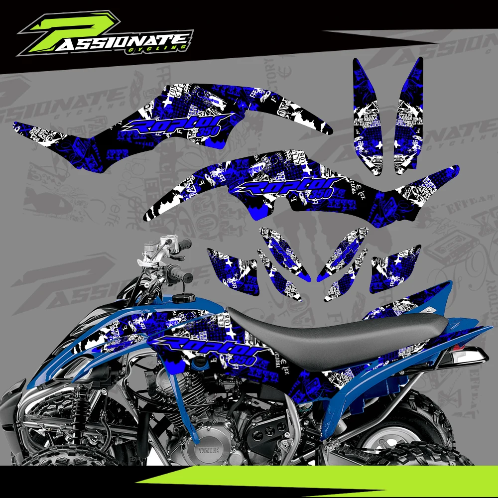 For Yamaha RAPTOR 350 YFM350 Raptor 350 ATV Background Graphic Motorcycle ATV Sticker Decals Kit Custom Number