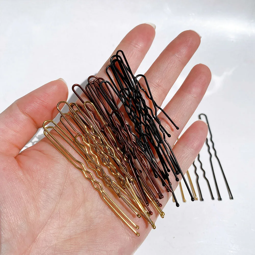 50pcs 50/60mm Hair Pin And Clips U Shape For Headpiece Women Girls Hairpins Accessories Bride Wedding Head Jewelry Decoration