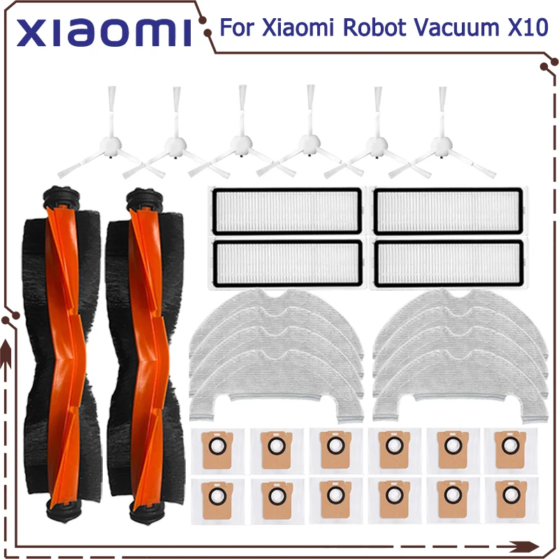 

Compatible For Xiaomi Robot Vacuum X10 Replacement Spare Parts Accessories Main Side Brush Hepa Filter Mop Cloth Dust Bag