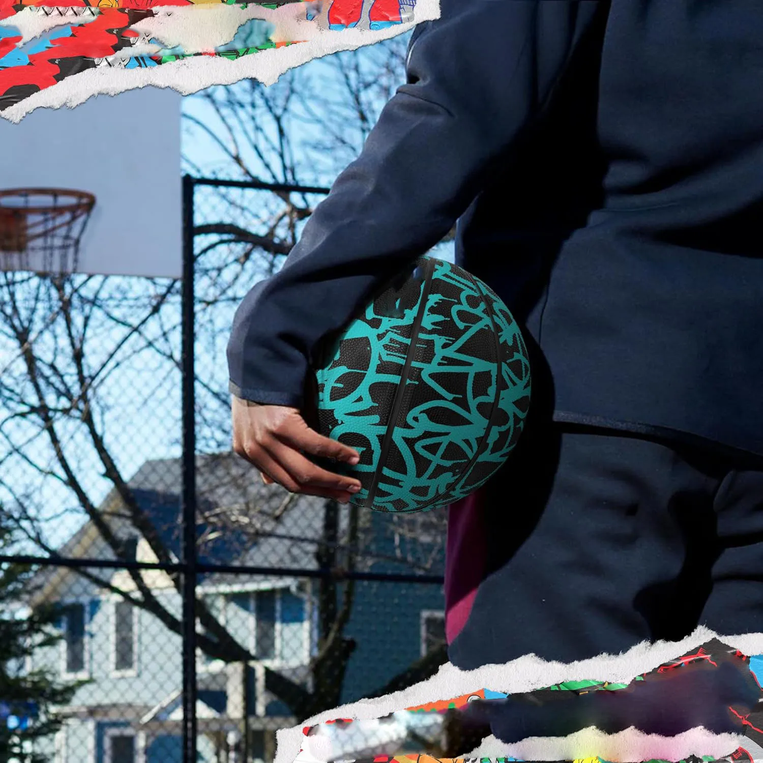 كرة سلة مطاطية مقاس 7 للتدريب الداخلي/الخارجي، كرة سلة مطاطية مقاومة للاهتراء