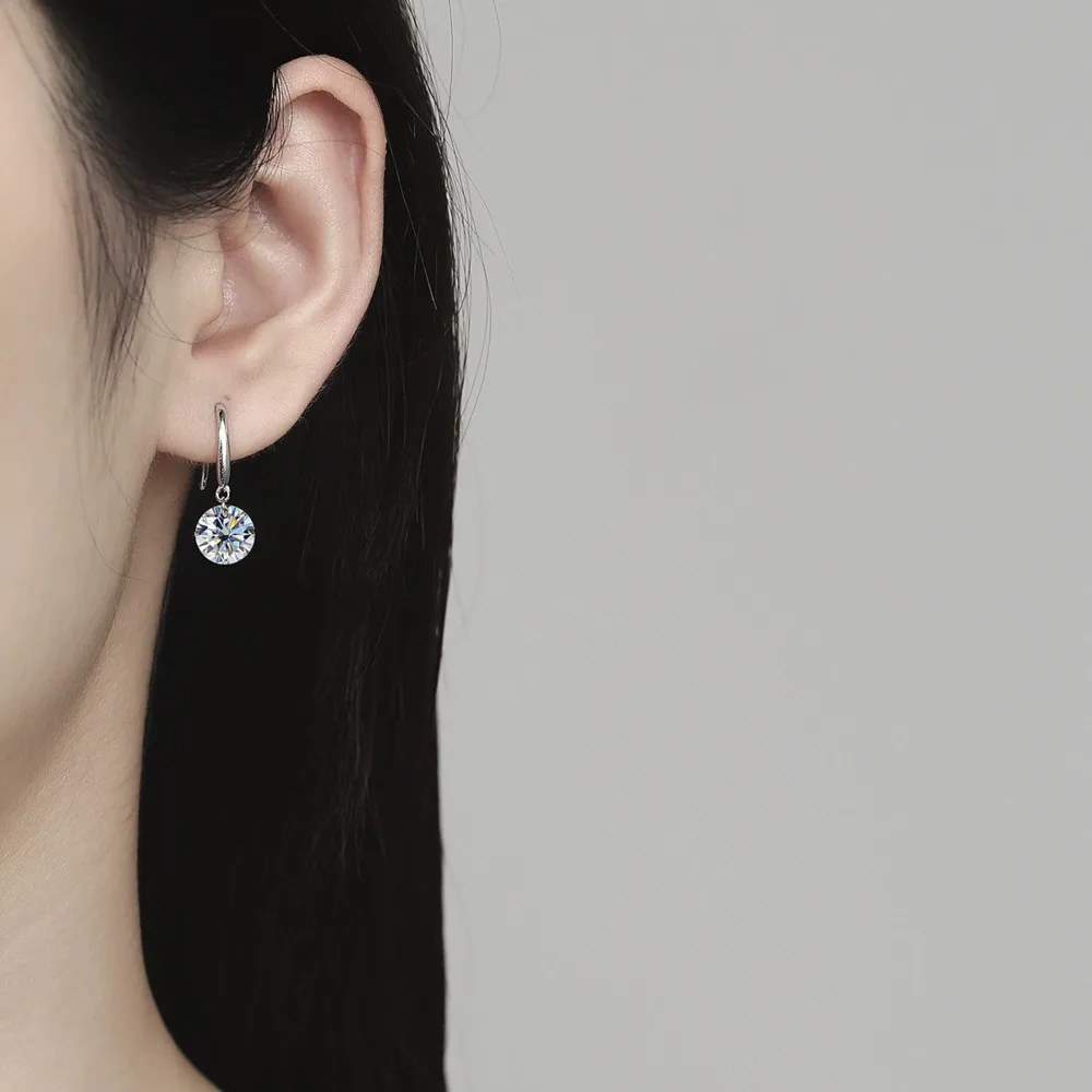 JH 2CT 4CT 925 فضة مويسانيتي وأقراط للنساء D VVS1 غرامة مجوهرات مختبر مويسانيتي 925 أقراط فضية هدية