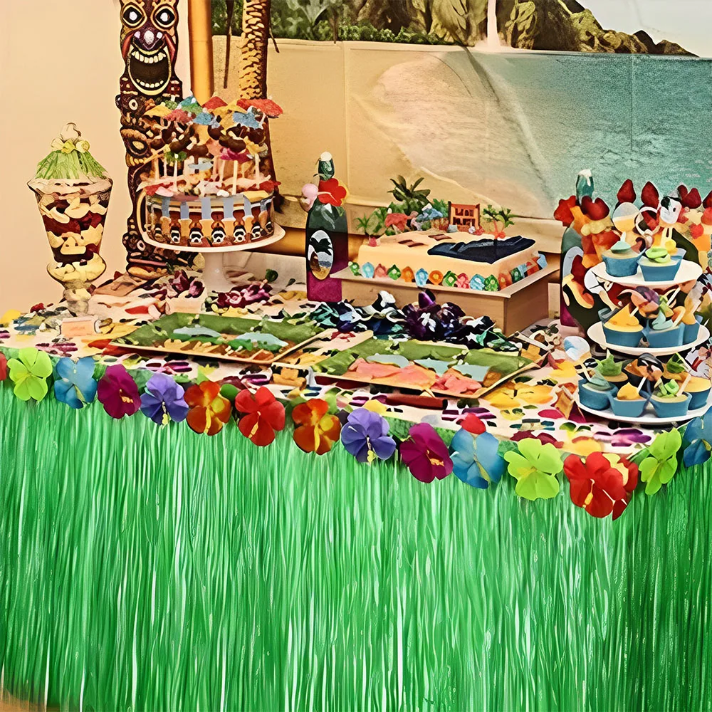 Luau Gras Tafel Rok Tropische Hawaiiaanse Hula Luau Party Decoratie Stro Kleur Tafel Rok Voor Zomer Hawaii Feestartikelen