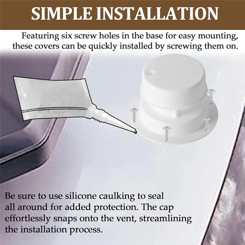 2Pack RV Roof Vent Cover Kits And Screws Vent Cap For RV Trailer Roof Vent Cover Replacement RV Plumbing Vent Caps