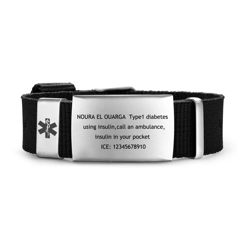 18MM Personalized DIY Medical Alert Bracelet for Women Men Adjustable Sport ID Wristband
