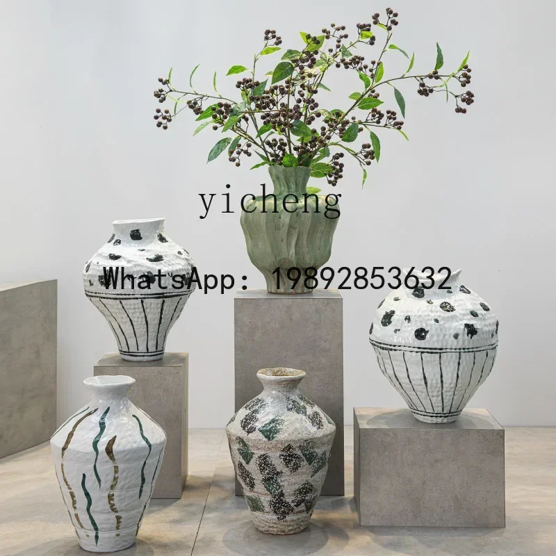 X2high-end ceramic vase series high-end medieval living room green plant hydroponic decoration surprise quiet wind home ornament