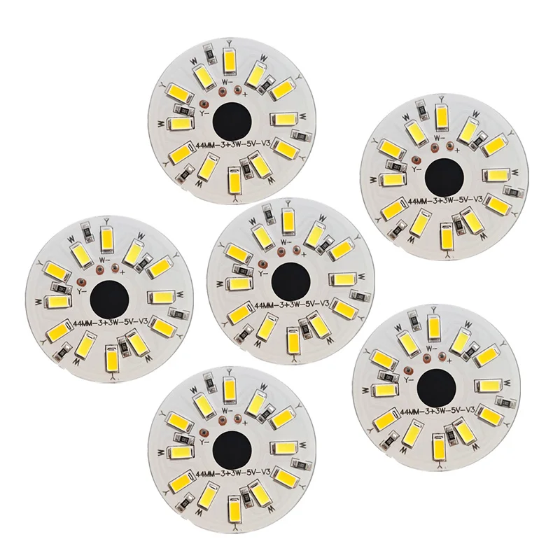 1Pc Hoge Heldere Led-Lichtkaart 3W Warm Wit 5V Twee Kleuren 44Mm Lichtbordlamp Rond 5730 Lampbron