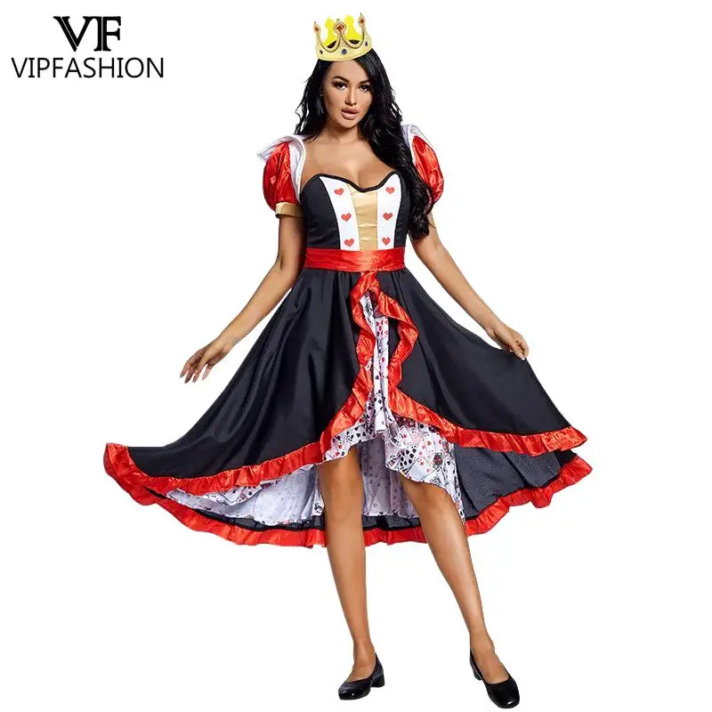 

VIP FASHION Red Queen Costume Poker Card Flower Queen Cosplay Dress Sexy Stage Performance Show Dress Up Festival Party Clothes