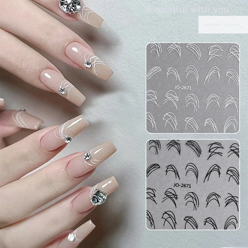 French Lines Nail Sticker Nail Styling Personality Stereoscopic Nail Decal DIY Decoration Nail Art Salon Nail Art Enthusiasts