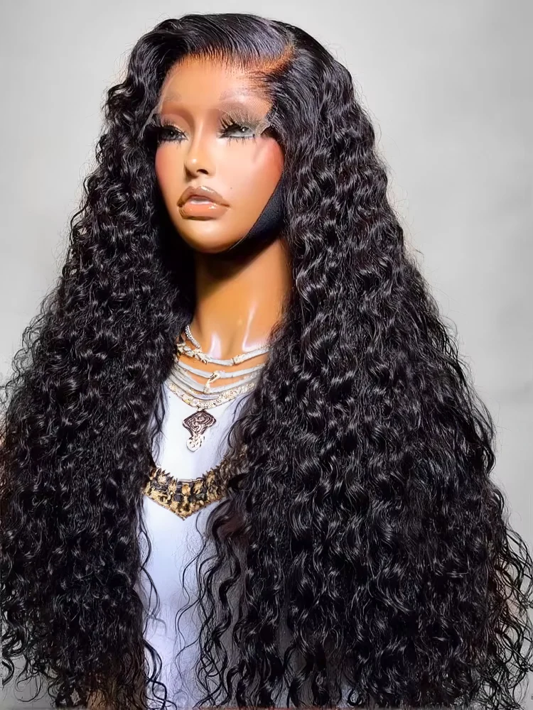 

100% Human Hair HD 13x4 13x6 Deep Water Wave Lace Frontal Wig 40 46 Inch 360 Jerrly Curly Lace Front Wigs For Women 300 Density