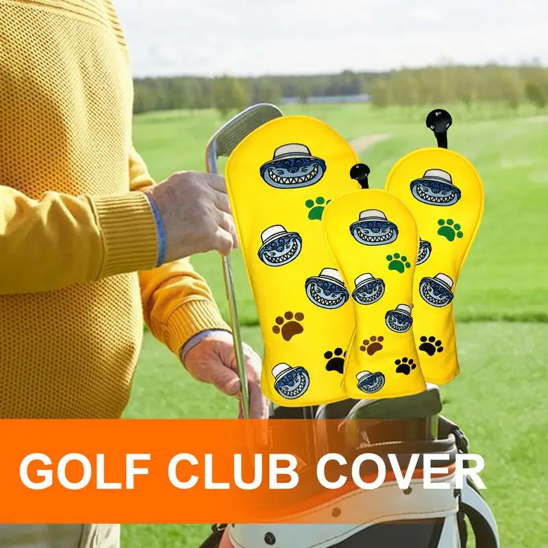 

Golf Club Cover 3pcs Cute Cat Headcovers Set Waterproof Golf Wood Head Covers Stylish Wood Headcover For Golf Clubs Protects