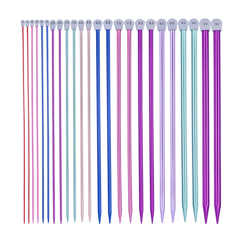 15 Sizes 30Pcs/Set 35cm Single Pointed Knitting Needles Pins Straight Aluminum DIY Weaving Tool 2.0mm-12mm