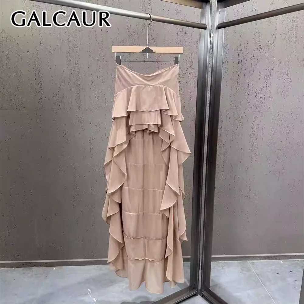 Новое модное женское платье GALCAUR: облегающее, с оборками, без бретелек, без рукавов, с пэчворком и молнией