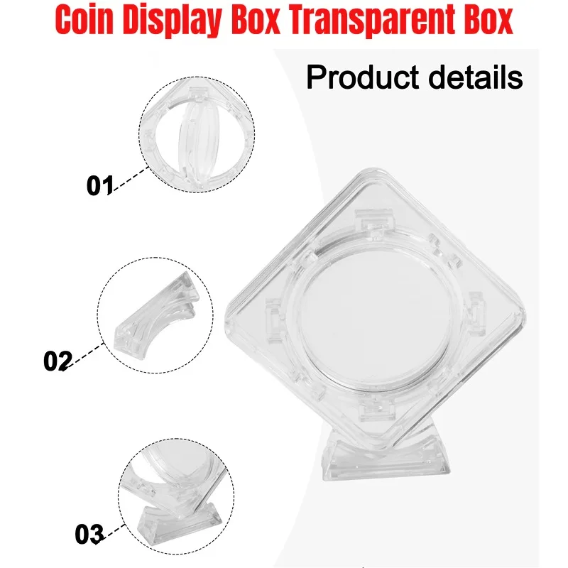 Commemorative Coin Protection Box Acrylic Coin Display Box Transparent Box 40mm Bare Coins For Rotating Bracket Storage