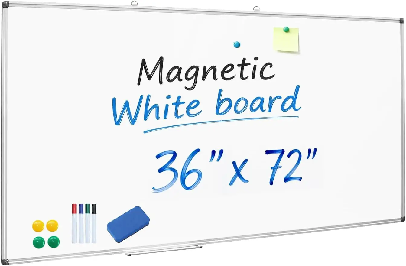 

72x36 Large Magnetic Dry Erase Board Aluminum Frame Wall-Mounted with Pen Tray for Office Classroom