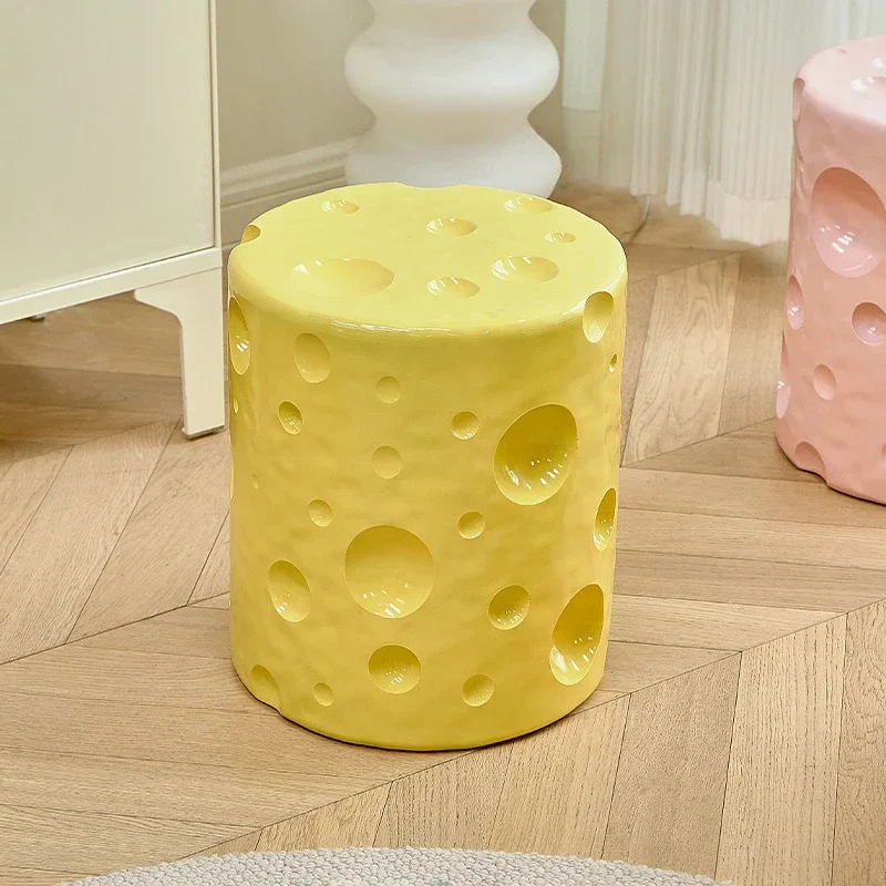 Ins Creative Coffee Table Cheese Edge Side Table High End Pink Cylindrical Coffee Table Stable and Sturdy Stool
