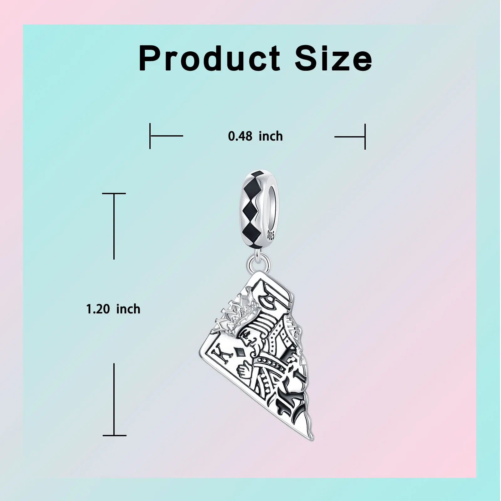Original 925 Sterling Silver Charm Playing Card King Poker K Pendant for Women Fit Original Bracelet Necklace DIY Accessories