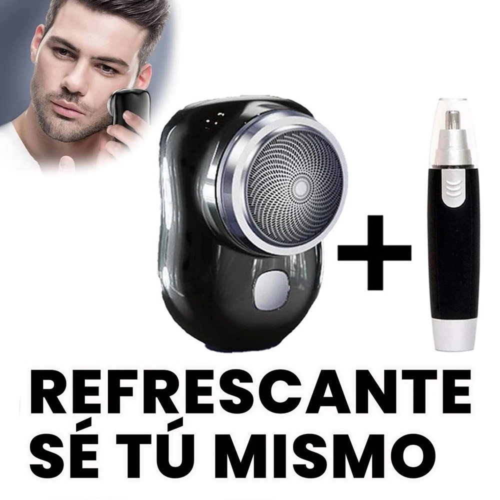 Máquina de Barbear e Aparador Nasal 2 em 1 Portátil à Prova d'Água Carregamento Rápido Tipo C Kit Completo para Viagens