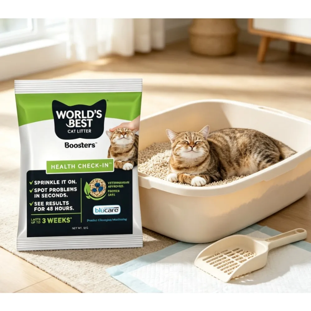WORLD'S BEST CAT LITTER® Boosters™ Health Check-in™ | Cat Litter Additive for Health Monitoring | UTI Monitoring and Detection with Color Changing Indicator | Home Testing | Vet Approved | 12g