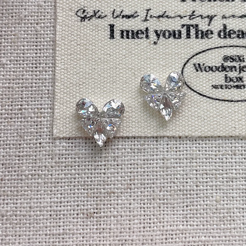 5pcs Crystal Heart-shaped Butterfly Nail Art Charms 3D Diamond Jewelry Parts DIY Manicure Decoation Rhinestones Gems