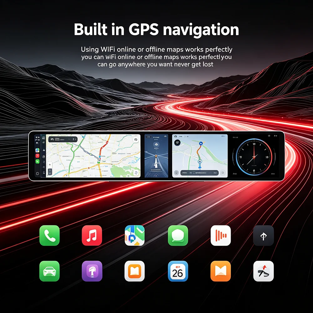 Dual 12.3 Inch Triple Screen Car Radio For Honda Accord Inspire 2018-2022 CarPlay Android Auto GPS Navigation BT5.0 DSP