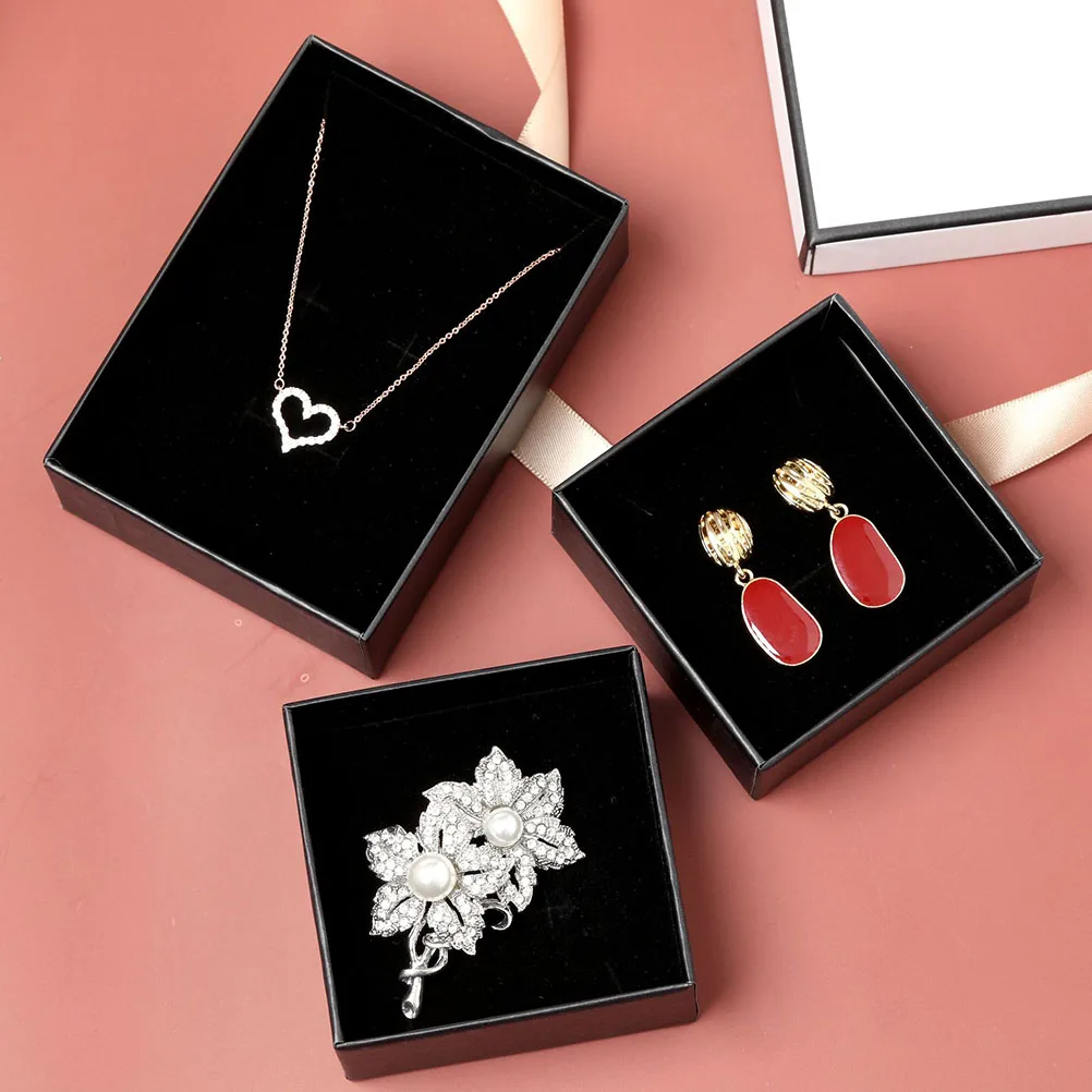 

6Pcs Jewelry Gift Box Set Minimalist Design for Ring Necklace Earring Organizer Secure Sponge Insert