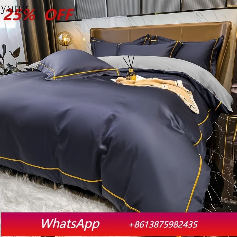 

LH long staple cotton bedding set embroidered quilt cover linen hotel style