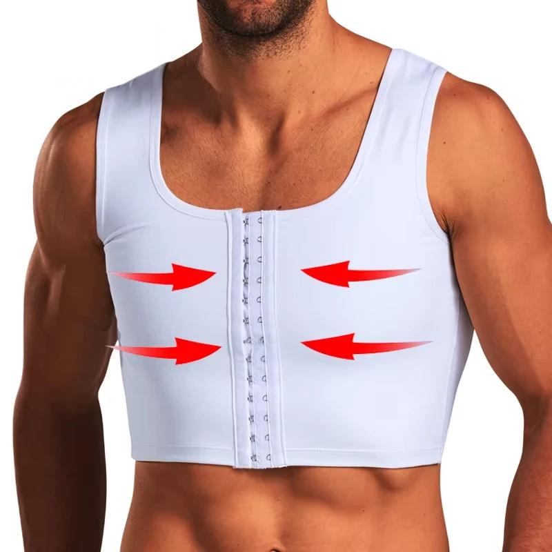 

Men's Faja Compression Corset Vest Slimming Undershirt Male Corset Tank Tops Hide Gynecomastia Chest Binder Tank Top