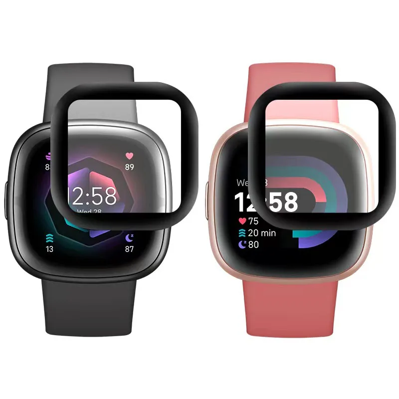3D Cong Mềm Mại Edge Trong Suốt Bảo Vệ Cho Fitbit Versa 4/3/Sense 2 Đồng Hồ Thông Minh Versa4 Versa3 tấm Bảo Vệ Màn Hình Full Cover
