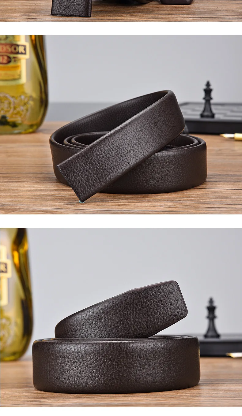 100 120 130 140 150 160 170 180cm Automatic Belt Without Buckle Men Width 3.5cm No Buckle Good Quality Leather Belt Body Strap