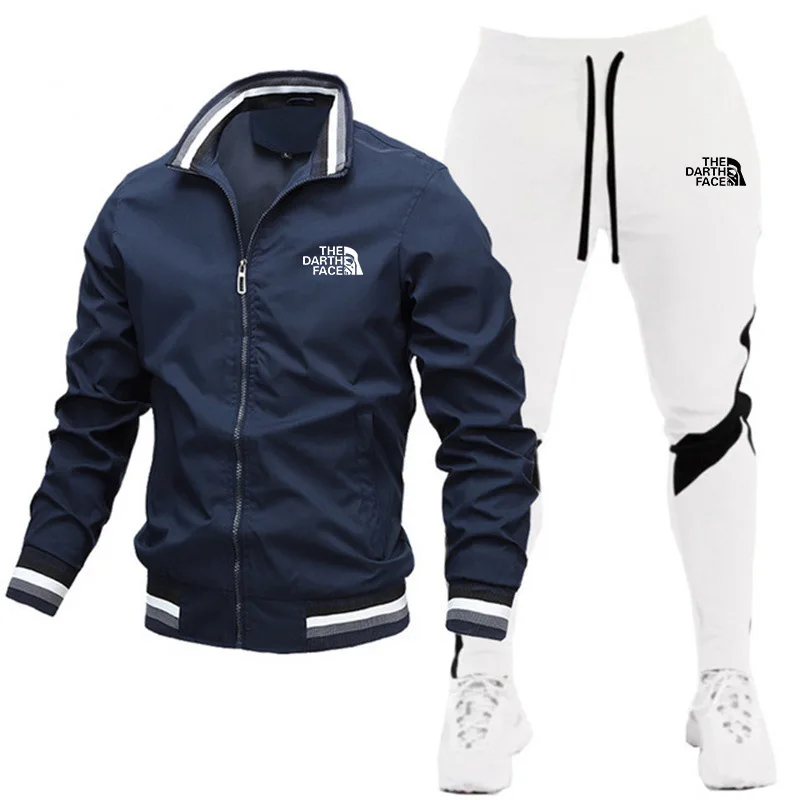 Sportswear masculino conjunto com zíper, gola de pé, correndo, calças de fitness, moletom, moletom, novo, 2022, conjunto