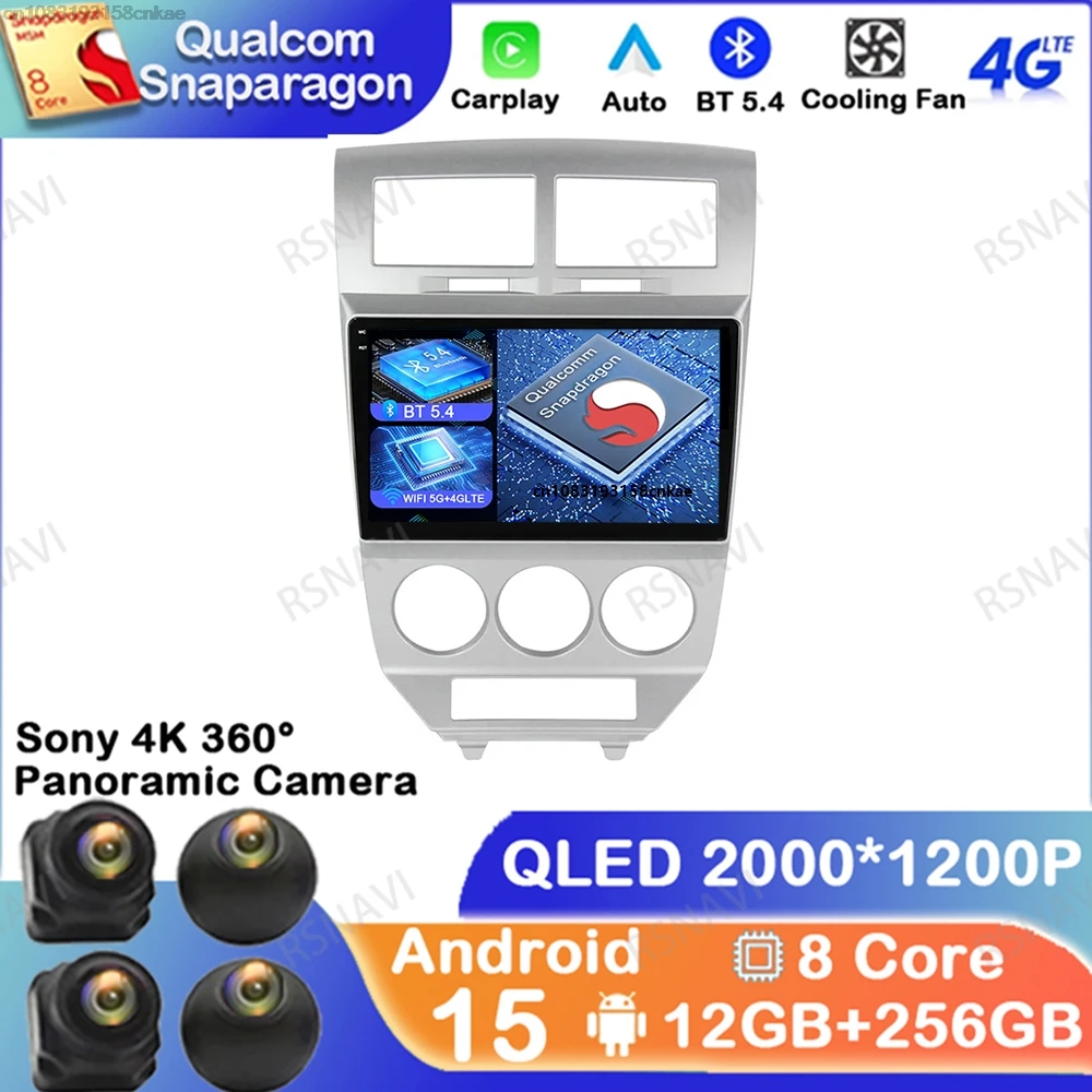 أندرويد 15 ل دودج كاليبر جيب كومباس 1 MK باتريوت 2006 - 2010 BT GPS 5G WIFI Autoradio الملاحة رئيس وحدة راديو السيارة DSP