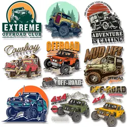 Offroad Club Adventure Cowboy Trails Mud Life Iron-on Transfers for Clothing Easy to Use Washable DIY Decoration