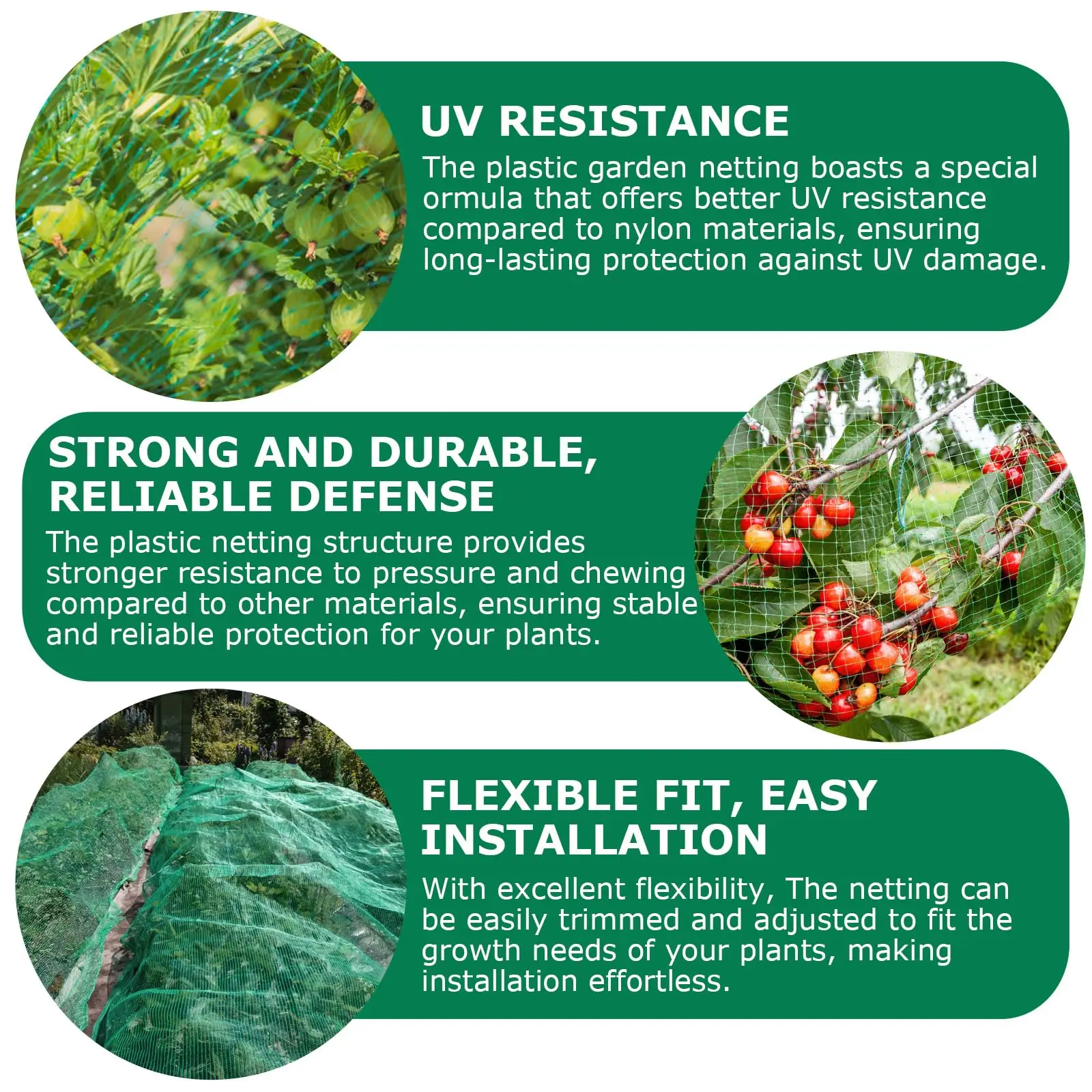 Garden Netting Green Woven Mesh Protect Plants Fruits Flowers Trees stretch Fencing Durable Net stops Birds Deer Animals