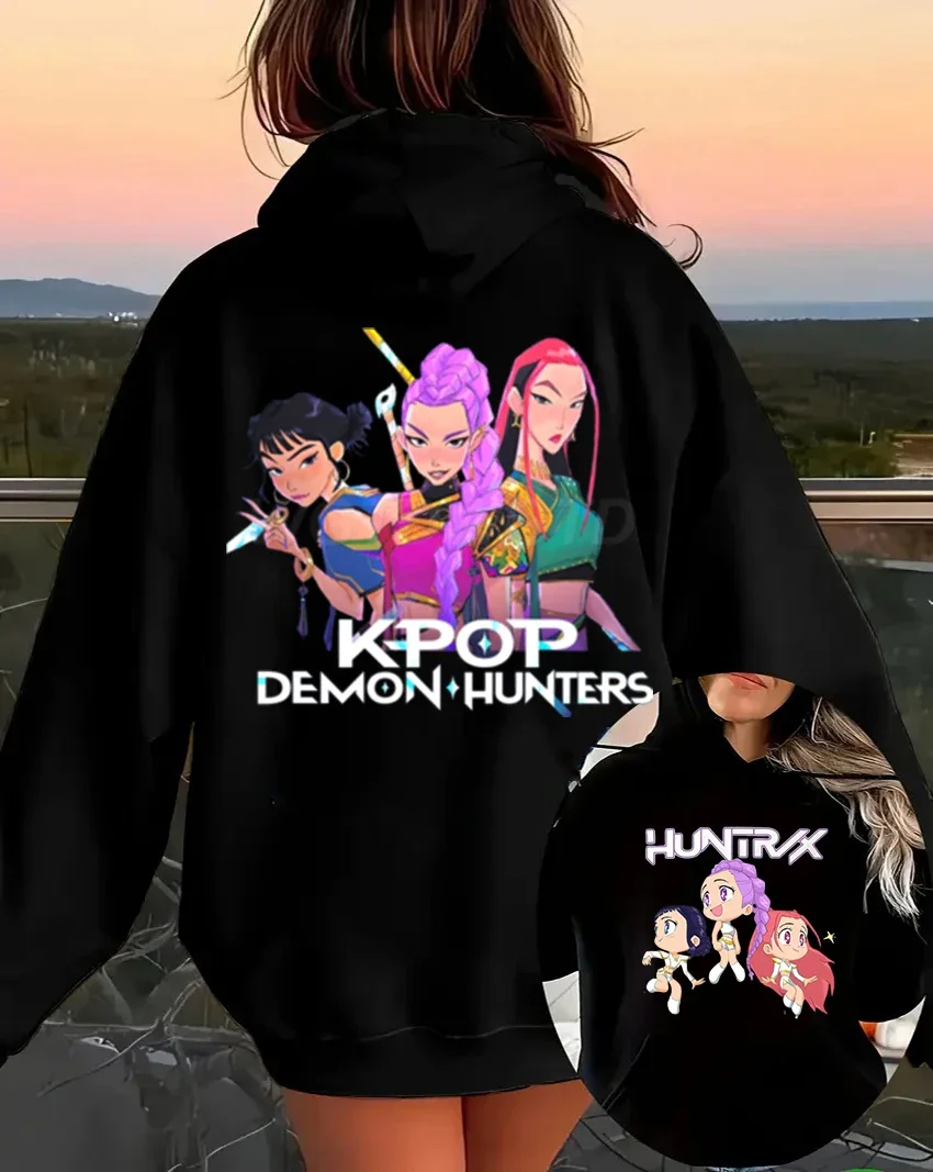 KPop デーモンハンターズパーカー原宿プルオーバートップス女性スウェット 2025 新しい映画プリント長袖ファッション女性ストリートウェア