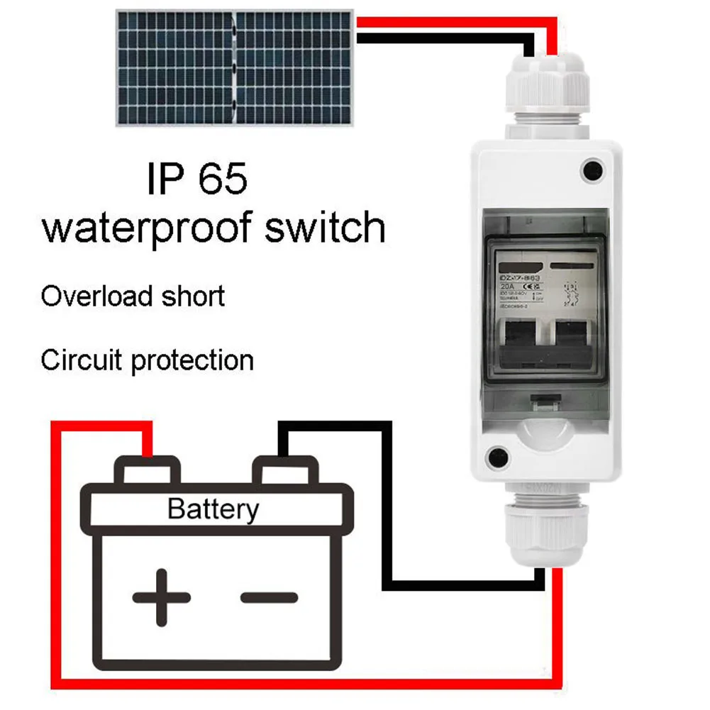 AC 400V 20A Circuit Breaker Switch for Solar PV Cell Combiner Box with Waterproof Junction Box and Circuit Protection