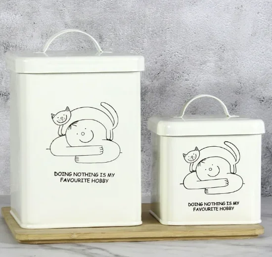 Caja de almacenamiento de alimentos para mascotas de Metal, cubo para galletas, comida para perros y gatos, caja de almacenamiento de alimentos con tapa