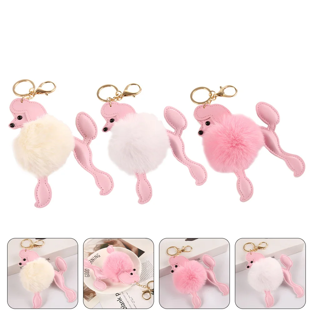 3 pçs premium poodle chaveiro decorações durável confortável toque mochila decoração presente chaveiro pingente pendurado decorações