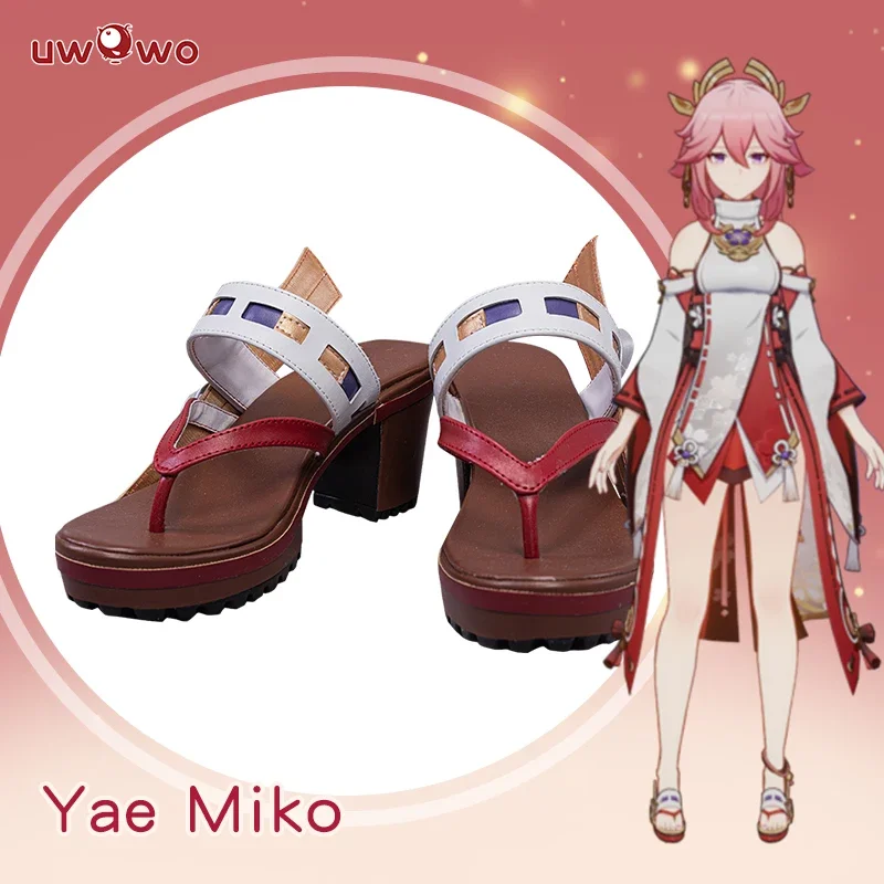 Genshin Impact Yae Miko Cosplay Costume Shoes Guuji Yae Fancy Japanese Clogs Footwear Accessories Halloween Cosplay