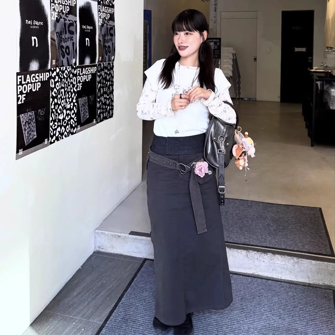 Coyseio Vintage Color Blo Long Slim Fit f Skirt with Waist Seal And Split High Waist Casual Sle for Ladies