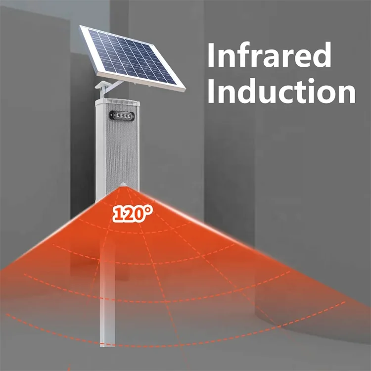 في الهواء الطلق IP65 PIR كاشف حركة بالأشعة تحت الحمراء 120dB مشغل الصوت ضوء إحترافي بالطاقة الشمسية 433MHz نظام إنذار صفارة الإنذار بطارية معدنية تعمل #4